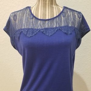 NWT Nordstrom royal blue XS top with lace front